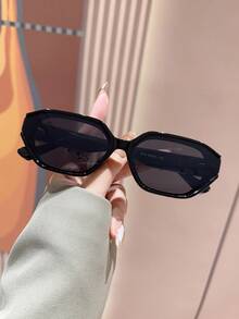 Women's & Men's Retro Rectangular Black Fashion Glasses - Classic Sunglasses, Ideal For Outdoor Travel, Beach, Vacation, Daily Wear, Summer UV Protection & Driving - màu đen - Xem 2