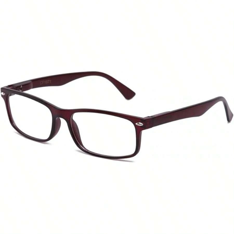 Lens Rectangle Frame Non Prescription Glasses - Fashion - 紅色 - 查看 1