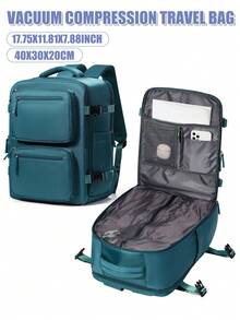 Vakuumkomprimerad resebackpack, kabinryggsäck, vattentät reseförvaringsväska, 16-tums laptopryggsäck unisex, affärs- och flygresväska, professionell vattentät affärsryggsäck, casual ryggsäck för helg- och kortresa, träningsryggsäck, reseessentiell ryggsäck, lärarependlarryggsäck, stor canvasryggsäck - Multifärgad - Visa 10