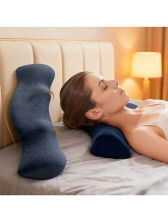 1pc Simple Diamond Pattern Memory Foam Neck Pillow, Home Deep Sleep Neck Pillow Suitable For Men And Women For Back, Side Or Flat Sleeping, Multipurpose Body Pillow