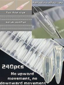 240pcs Sandwich Style Double-Layered Nail Extension Molds, 15 Sizes, Suitable For Gel Extensions, Quick Dry Gel And Nail Extensions, No Paper Molds Needed, Reusable, Full Coverage Plastic Material To Prevent Gel Stacking And Deformation, Suitable For Nail Salons, Beginners And Professionals DIY Nails At Home, Christmas, New Year, Holiday Gifts (Long Coffin Shape/Long Oval Shape/Long Almond Shape) - Clear - View 10