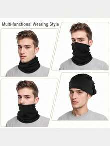 1pc Solid-Colored Face Mask, Available In Black And Gray, Provides Warmth, Windproofing, And Dustproofing. It Is Unisex And Suitable For Winter Sports, Cycling, And Training - Multicolor - View 7