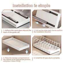 Stozle Pull Out Pot Lids Organizer Rack, 1pcs/2pcs Pots And Pans Organizer For Under Cabinet, Pot Lid Holder With 8 Adjustable Compartment For Kitchen Cabinet Cookware Baking - 1pcs灰色 - 查看 10
