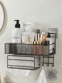 5/Piece Set Bathroom Storage Rack, Including Corner Shower Rack, Wall-Mounted Soap Dish, Shampoo Rack And Soap Dish, Suitable For Home Bathroom Decoration, Black Bathroom Storage Rack, Shampoo Rack, Bathroom, Bathroom Accessories, Bathroom Decoration