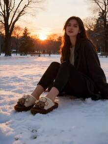 Pantuflas de felpa para mujer, pantuflas suaves y cálidas cómodas para el invierno, pantuflas planas divertidas de suela gruesa y silenciosas para el hogar de la mujer, pantuflas de felpa de oso de dibujos animados para el dormitorio, pantuflas de felpa de invierno para resort, pantuflas cómodas para interiores de mujer, dormitorio, invierno, zapatos de invierno, zapatos para el hogar, suela gruesa, esponjoso, pantuflas de felpa para mujer, zapatos peludos, zapatos de mujer, pantuflas beige - Beis - Ver 7