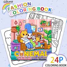 1 pièce Livre de coloriage pour chat, couverture en papier perlé, pages intérieures épaisses de 120g, 24 pages, mignon et raffiné, convient aux adultes et aux adolescents pour réduire le stress, 7,9 x 7,9 pouces, meilleur choix de cadeau pour Halloween, Noël, Thanksgiving, Nouvel An et anniversaires pour la famille et les amis