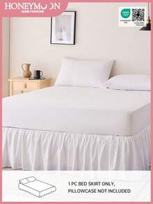 1件装基础款轻薄薄荷绿荷叶边床裙，经典款式，柔软时尚，100%超细纤维面料，15英寸垂边，白色。适用于家庭床上用品、宿舍，通过Oeko-Tex认证。