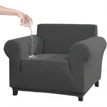 Funda para Sofá, Cubierta para Sofa 1 Plazas, Asiento de 70 "De Ancho, Protectores para Sala de Material Poliéster, Repelente al Agua, Suave con Elasticidad, Lavable en la Lavadora(Gris) - Negro - Ver 7