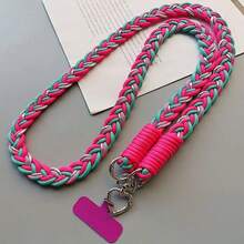 2026 New Year & Valentine's Day Special Offer, 6-Strand Braided Phone Lanyard, Minimalist Long Diagonal Shoulder Strap With Side Clasp, Fashionable Outdoor Anti-Lost Phone Lanyard, 1pc Silver Woven Heart-Shaped Ring Long Lanyard, Anti-Lost & Anti-Theft Phone Lanyard, Suitable As Gift For Mother - Multicolor - View 15