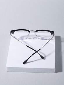 1 PC Men's Metal Semi-Rimless Frame Square Anti-Blue Light Glasses,Casual Lightweight Clear Glasses For Daily Clothing Decor And Travel Accessories - 彩色 - 查看 5