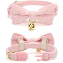 Petiry Collar de pana suave para gato patron a cuadros con campana y pajarita cierre de  ajustable para gatos gato adulto rosa y azul - Paquetede2rosaazul - Ver 4