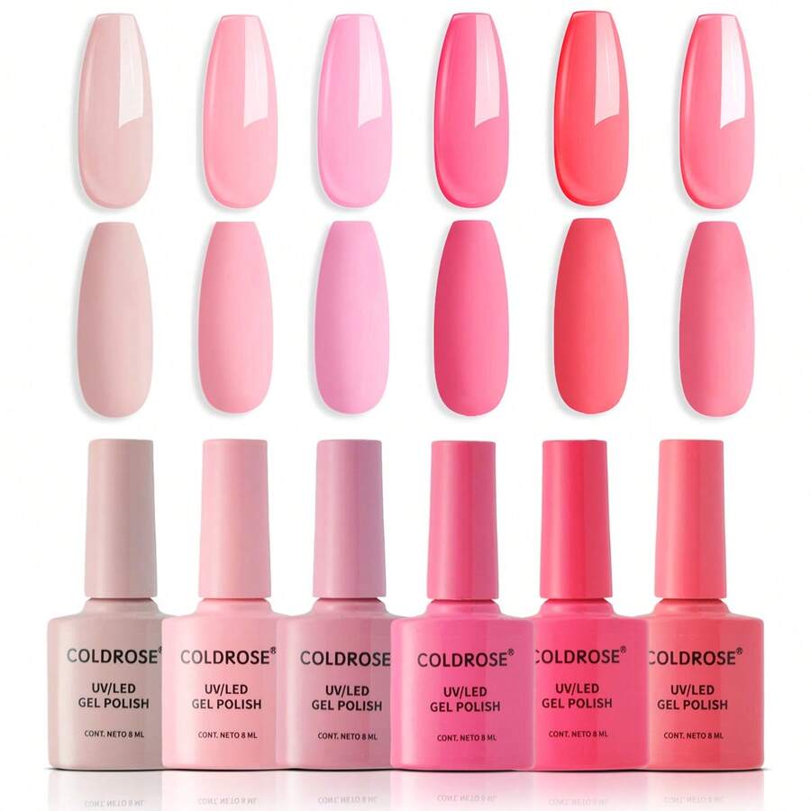 Coldrose 6-Color Semi-Permanent Gel Nail Polish Range - Multicolor - View 1