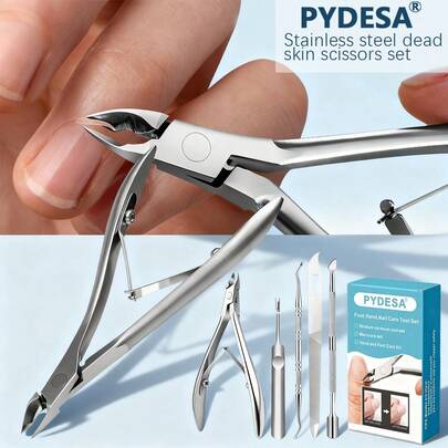 1/5pcs Professional Callus Remover Set, Includes Callus Trimmer With Callus Pusher And Other Durable Nail Care Manicure Tools, High-Quality Stainless Steel And Ergonomic Design, Travel And Gift