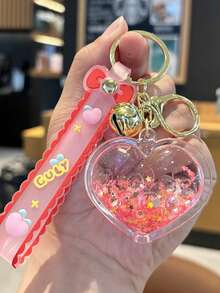 1 pieza Llavero de acrílico creativo con forma de corazón, líquido de arena movediza, accesorio de coche, colgante, accesorio de bolso, accesorios de coche, ideas de regalo para maestro, amigo, hermana