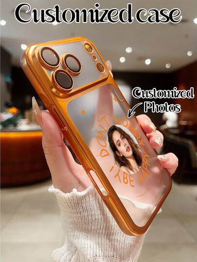 1pc Customized Phone Case, Electroplated TPU Matte Ghostly Design Phone Case, High-Definition UV Printing, Meets Customers' Fashion And Personalized Needs! Suitable For IPhone 17 Pro Max/17 Air/17/17 Pro, 16 Pro, 15, 14, 13, 12, 11 With Lens Protector, Can Send Couple, Family, Life Photos For Valentine's Day, Father's Day, Easter, Etc.