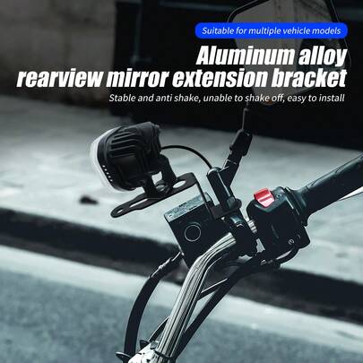 4 pièces Support de miroir en forme de Z, support d'accessoire de moto épais noir de 1,5 m, support de rallonge de guidon, support de projecteur multifonction, support de montage de moto intégré robuste et anti-chute poreux