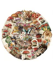 50张透明贴纸，复古蘑菇贴纸，蘑菇装饰贴纸，植物贴纸，卡通贴纸，防水乙烯基贴纸，适用于笔记本电脑、滑板、水瓶、笔记本、学习用品等，返校季必备 - 彩色 - 查看 9