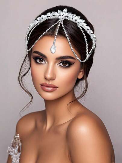 1 Stück funkelnder Strass Stirnband Haarreif, elegantes royales Mädchen Haaraccessoire, modische Braut Kopfbedeckung, geeignet für Frauen im Herbst/Winter, Hochzeiten, Partys und Feste