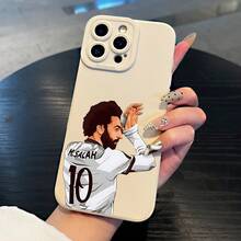 Funda de teléfono de alta gama Angel Eyes con patrón de Liverpool Salah, impresión UV de dibujos animados, cubierta de teléfono de protección completa de 360 grados para iPhone 11 12 13 14 15 16 Pro Max XR X/ XS 7 8 Plus SE Mini para smartphone, mejor regalo, ligera y de tacto cómodo - Mezcla de colores - Ver 3