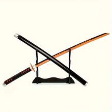 Wooden Anime Sword With Scabbard, Japanese Samurai Sword, Halloween Role Play And Cosplay Props And Decoration, Must-Have Collectible For Fans, Birthday Gift - 黃色 - 查看 7