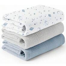 3pcs/Set Newborn Cotton Muslin Swaddle Blankets, Breathable & Soft, Can Wrap Baby And Burp, Essential For Baby Christening, Also A Great Gift For Infants - Multicolor - View 32