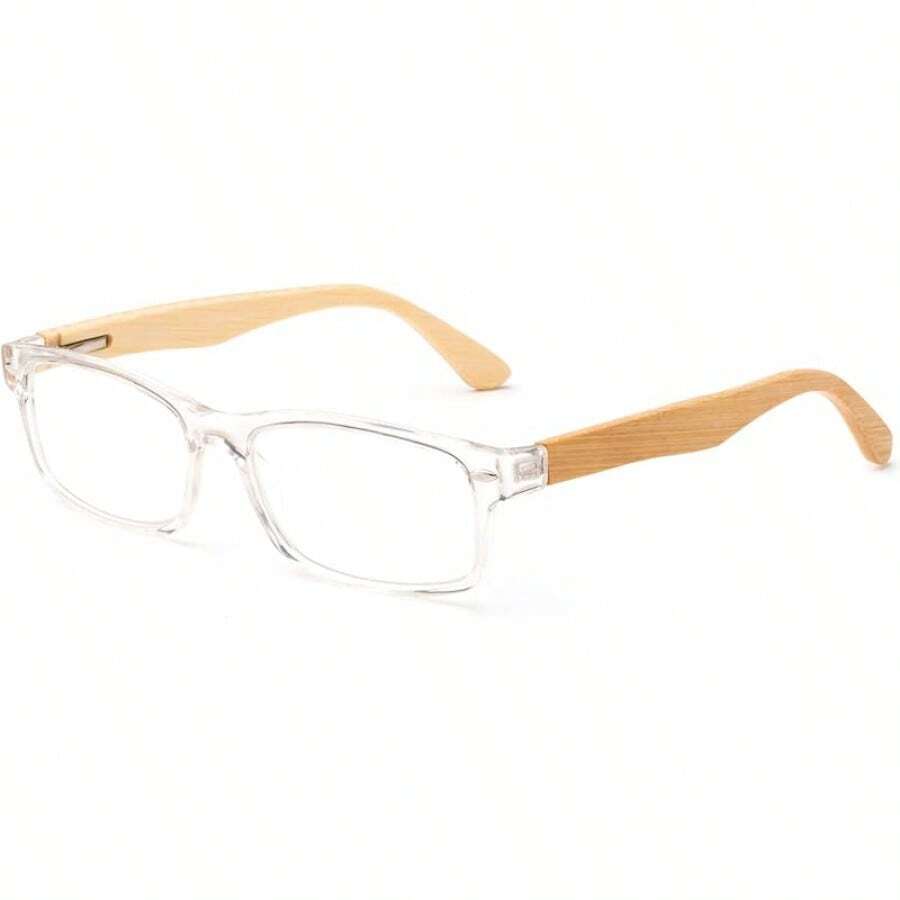 Lens Rectangle Frame Non Prescription Glasses - Fashion - Trong suốt/Tre - Xem 1