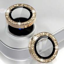 1 Set Flash Diamond Rhinestone Camera Lens Protector Film Set For Phone 12/12 Mini/12 Pro/12 Pro Max,Phone 13/13 Mini/13 Pro/13 Pro Max,Phone 11/11 Pro/11 Pro Max,Phone 14/14 Puls/14 Pro/14 Pro Max,Phone 15/15 Puls/15 Pro/15 Pro Max, Inlaid Imitation Diamond Decorated Camera Cover Tempered Glass Protecting Cover, Colorful Imitation Diamond