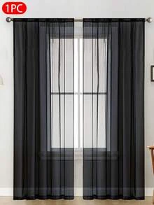 1pc Solid Color Light-Weight Voile Curtain, Modern Minimalist Polyester Sheer Curtain Panel For Bedroom, Living Room, Balcony Window Decor