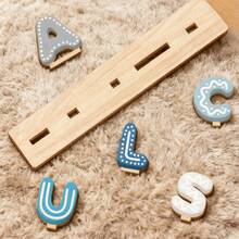 Personalized Name Puzzle, Baby Name Puzzle, Boy Or Girl Early Educational Toy, 3D Letter Puzzle Toy, Wooden Letter Puzzle, Baby 1st Birthday Gift, Wooden Puzzle, Personalized Gift, Birthday Gift, Customized Wooden Puzzle Toy, Anniversary Gift, Building Block Gift Set - Blue and White Stripes - View 6