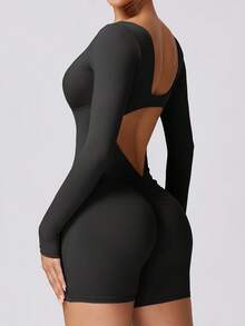 NcmRyu 1件装女士性感露背收腰提臀瑜伽健身连体裤