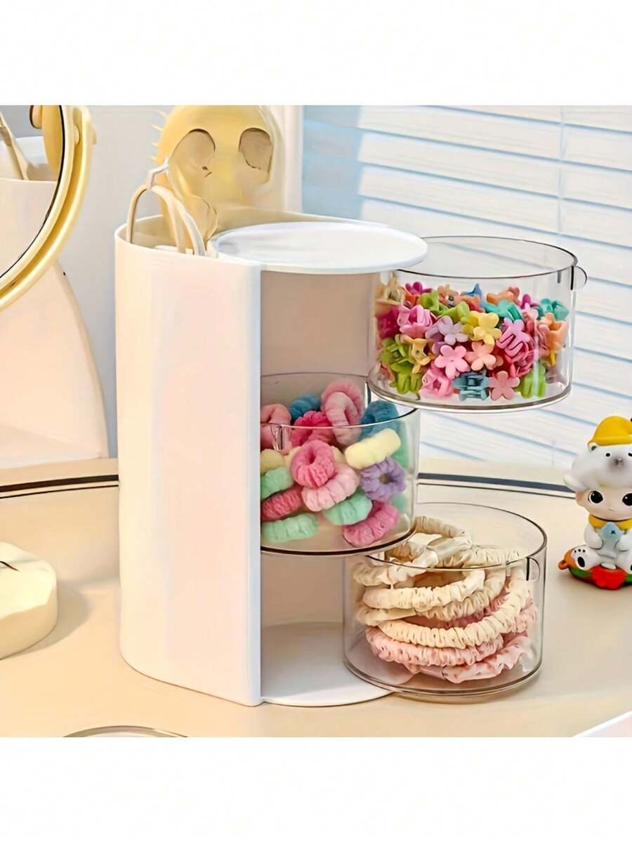 Rotating Multi-Layer Transparent Jewelry Organizer Box, Dustproof Plastic Storage Box, Desktop Organizer, Makeup Pencil Storage Box, Suitable For Christmas, Valentine's Day, Birthday, Makeup Room Decor, Room Decor