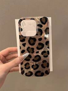 猎豹，豹纹羽毛网豹纹硅胶手机壳适用于 16/16 Pro Max，防震全覆盖保护套适用于 15/14/13 Pro Max - 棕色 - 查看 1