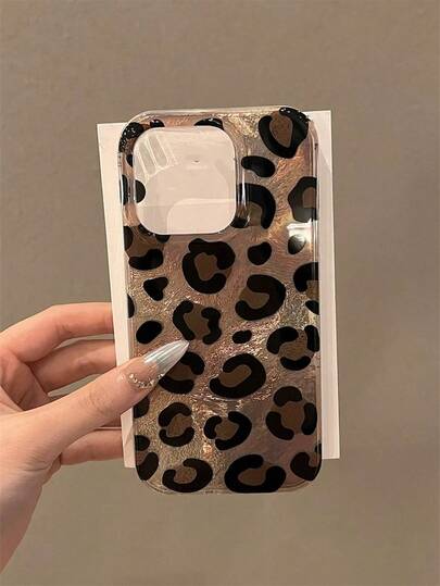 猎豹，豹纹羽毛网豹纹硅胶手机壳适用于 16/16 Pro Max，防震全覆盖保护套适用于 15/14/13 Pro Max