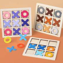 1pc Wooden Tic-Tac-Toe Game, 9-Grid 3-In-1 Noughts And Crosses Board Game, Interactive Desktop Toy For Parent-Child, Travel Checkers Set, Educational Toy For Kids, Ideal Gift Filler, Toy For Boys And Girls, Children's Gift - Surprise Gift - Birthday Gift - Christmas Gift - Easter Gift - - New Year Gift - Gift - Toy - Multicolor - View 3