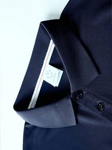 Men's Casual Business Long Sleeve Polo Shirt, Solid Color Minimalist Design, Suitable For Business Attire And Daily Matching, Valentine's Day Gift - Blue - View 7