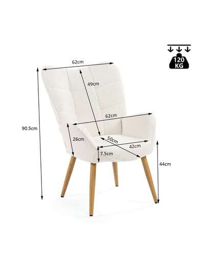Meubles Cosy Set Of Teddy Fabric Dining Chair, Com table, Beige, Moderne Easy Assembly, Home Room, 72 62 91.5 Cm view 3