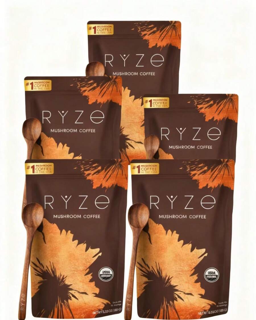 Mushroom Coffee Blend With Shiitake & Cordyceps – Supports Energy, Focus & Immune Health – Smooth Flavor Coffee Alternative – 1 Pack - 5 包 - 查看 1