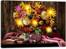 2025 Christmas Canvas Wall Art Print 12" X 16" With Timer | LED Lighted Design - Flower Bouquet - View 6