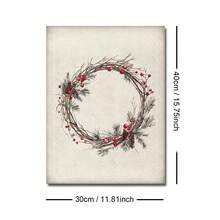 Zestaw 1/3 szt. Nieoprawionego, zabytkowego wieńca świątecznego z sosną, rustykalny plakat na ścianę do świątecznego festiwalu, wydruk na płótnie, minimalistyczny wystrój wiejskiego domu, rustykalny, zimowy, świąteczny, retro obraz do mieszkania, salonu, sypialni, nowoczesnej dekoracji domu