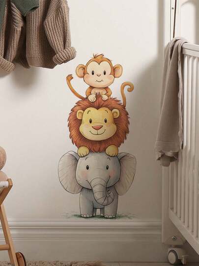Encantadores adhesivos de pared con diseños de mono y león - Decoración contemporánea autoadhesiva para el hogar para dormitorio y entrada, pegatinas de pared, decoración de habitación, decoración de cocina