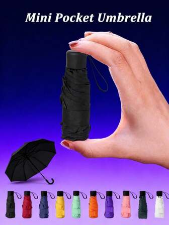 Petit parapluie pliant, mini parapluie de poche portable de voyage, parapluie femme anti-UV, parapluie deux-en-un mini cinq plis ultra-léger et compact portable, mini parapluie de voyage, petit et compact parapluie portable pour les jours ensoleillés et pluvieux, pare-soleil résistant au vent, protection UV à 99%, convient aux femmes et aux hommes