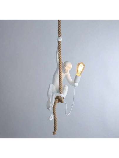 Alpinaluz Retro Edison E27 Resin Hang Lamp 'MAX' Wit Monkey Hemp Rope, Ideal Dining Room, Living Room Bar view 7