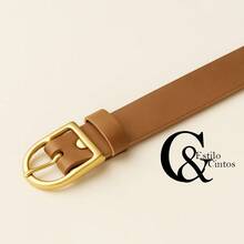 Set Of 3 Elegant Leather Women's Belts With Gold Buckle, Casual Plus Size – Black, White, Caramel - 彩色 - 查看 4