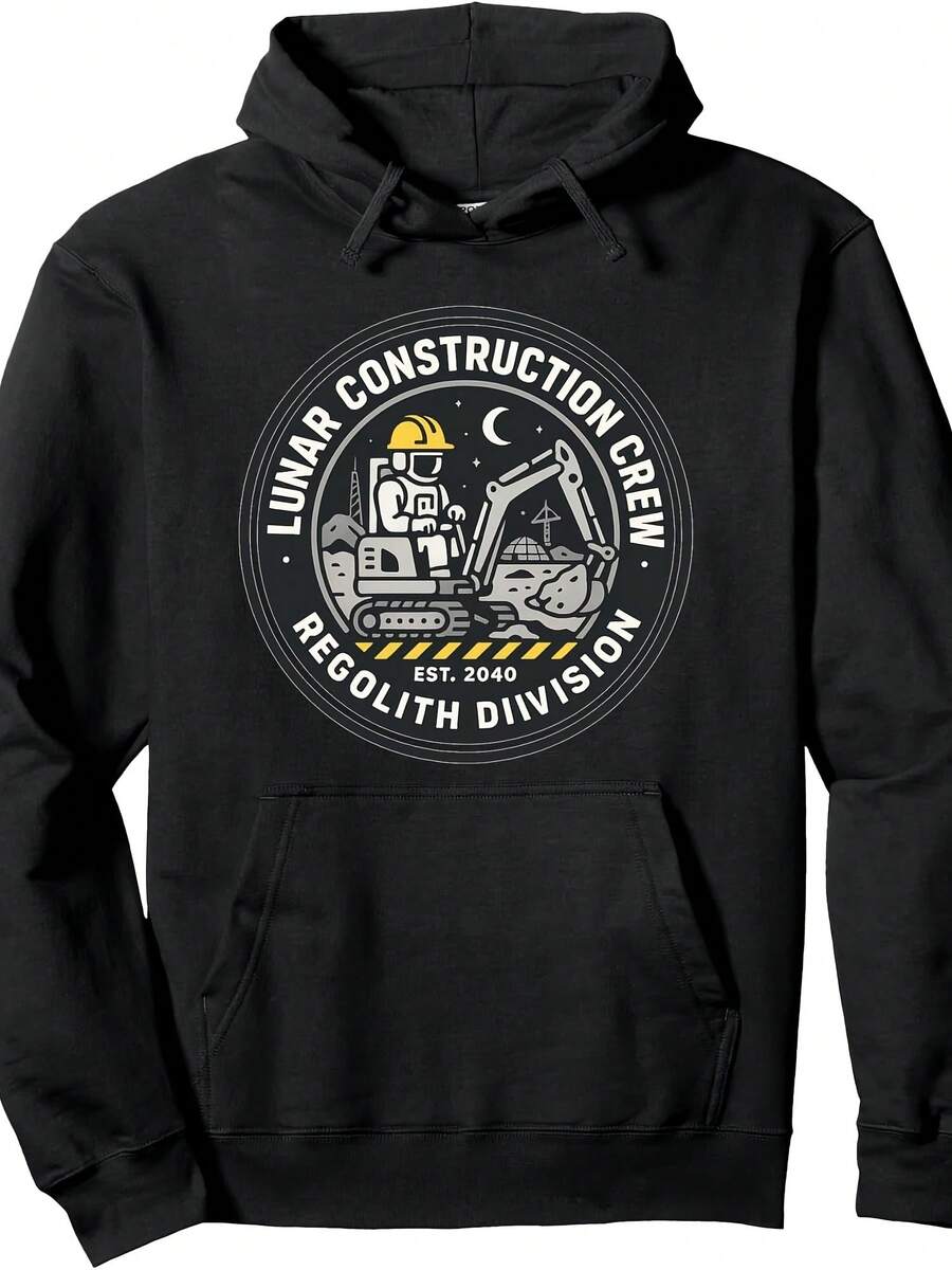 Lunar Construction Crew Regolith Division Pullover Hoodie,Christmas Thanksgiving New Year Birthday Hoodie Gifts For Mom Dad Men Women Friends, Black Soft Fabric - Style 5 - View 1