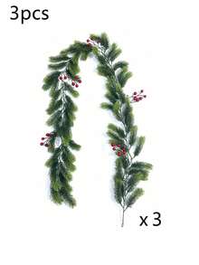 1/3 szt., 180 cm/70,86 cala, sztuczny świąteczny wianek kwiatowy z czerwonymi jagodami, luksusowa sztuczna girlanda sosnowa, dekoracja do domu, salonu, wnętrz, krajobrazu, świąt, pokoju, domu, biura, imprezy, świąt Bożego Narodzenia, na stół - Zielony - Zobacz 8