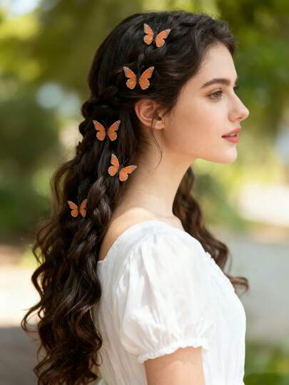 5pcs Cute Butterfly Hair Clips Set, Side Bangs Clips, Women Hair Accessories For Parties, Hair Slide, Hair Barrettes