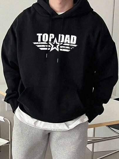 95% Algodón 5% Spandex Sudadera con Capucha y Bolsillo, Impresión "Mejor Padre" Sudadera Holgada de Otoño para Hombre Fabricada en Fábrica