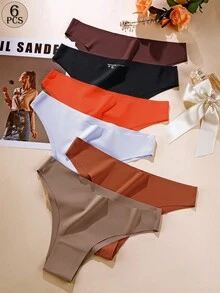 Aofeiqike 6条装女士无缝健身内裤，丝滑运动瑜伽款，性感比基尼剪裁，舒适透气，法式乡村甜美风三角裤，多种颜色可选，无缝设计，柔软亲肤，性感贴身，运动风，隐形三角内裤 - 彩色 - 查看 15