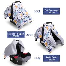 Oaoleer 1PC Car Seat Cover Baby, Carseat Covers Baby Boy, Minky Infant Car Seat Cover Winter, Peekaboo Opening Car Seat Canopy, Multi-Use Baby Carrier - 冬季 - 查看 2