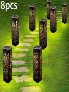Solar Garden Floor Lamp, Outdoor Pathway Lights, Automatic LED Halloween Christmas Decoration Landscape Lighting, 300mah,Suitable For Courtyard, Courtyard, Garden, Path, Lawn, Street, Party And Festival Decorations - 8pcs - 查看 9